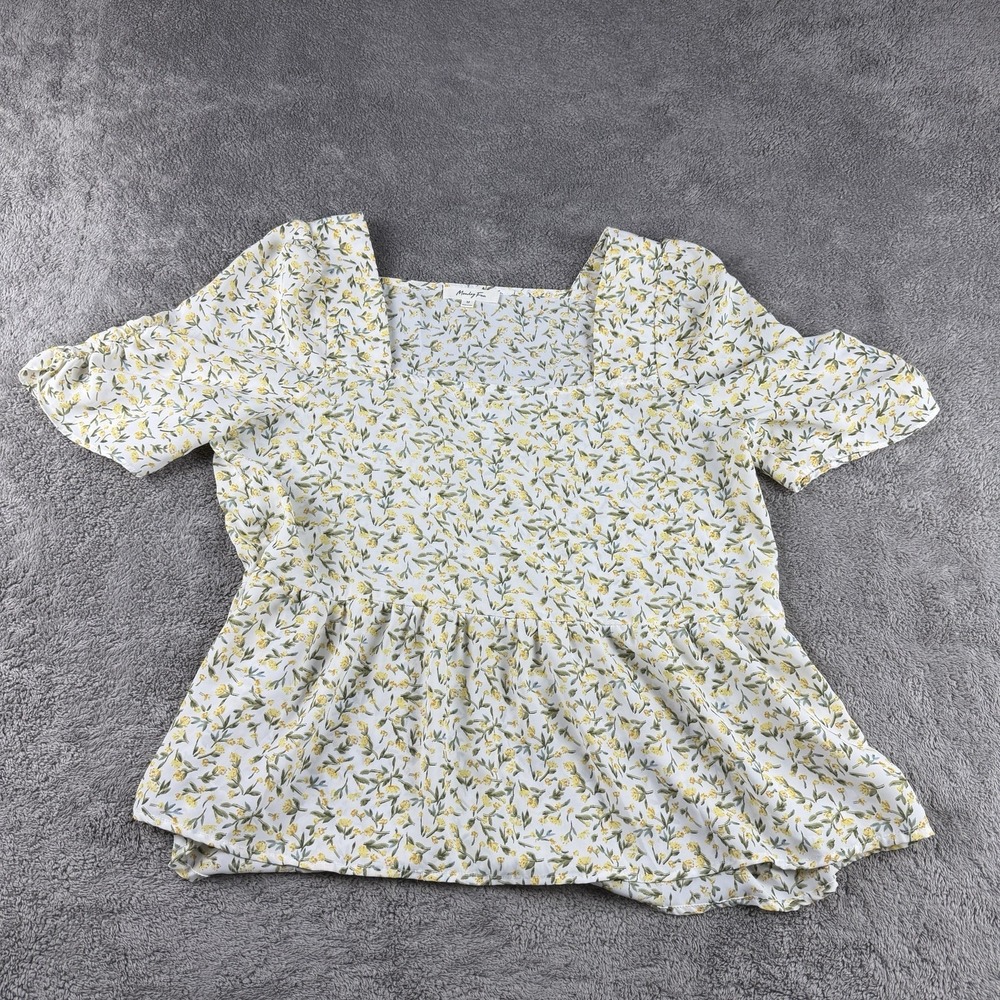 Monday Fun Floral Blouse Womens Medium Yellow